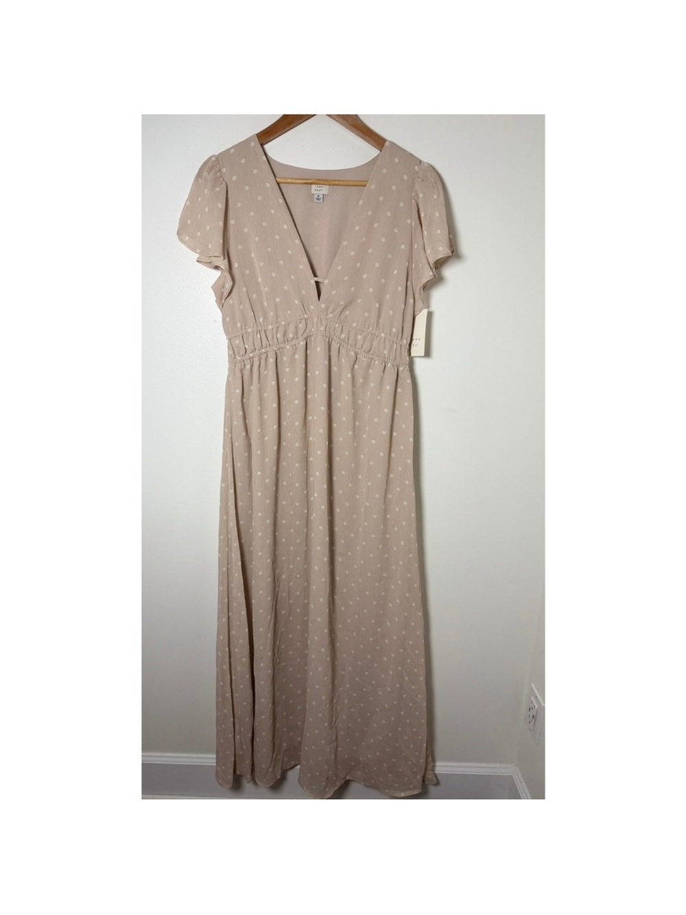 a new day Beige Polka Dot Maxi Dress